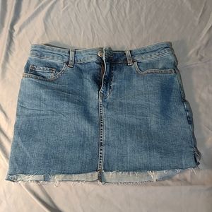 Zara Women's Blue Jean Frayed Mini Skirt